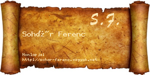 Sohár Ferenc névjegykártya